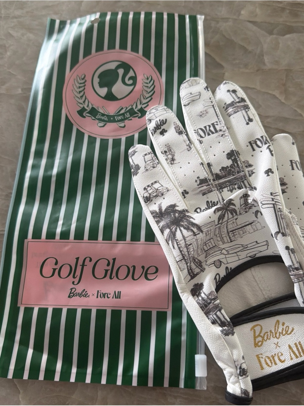 Barbie x Fore All White Palm-Print Women's Golf Glove